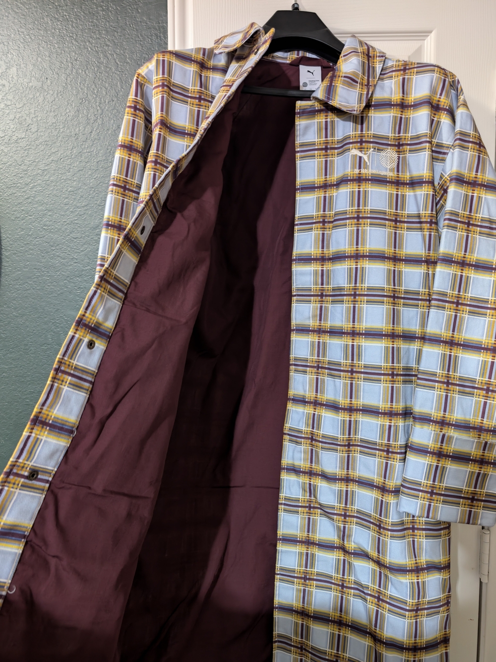 Puma Men's Light Blue & Yellow Plaid Jacket